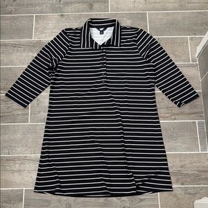 Lands' End Black and White Raglan Polo Dress